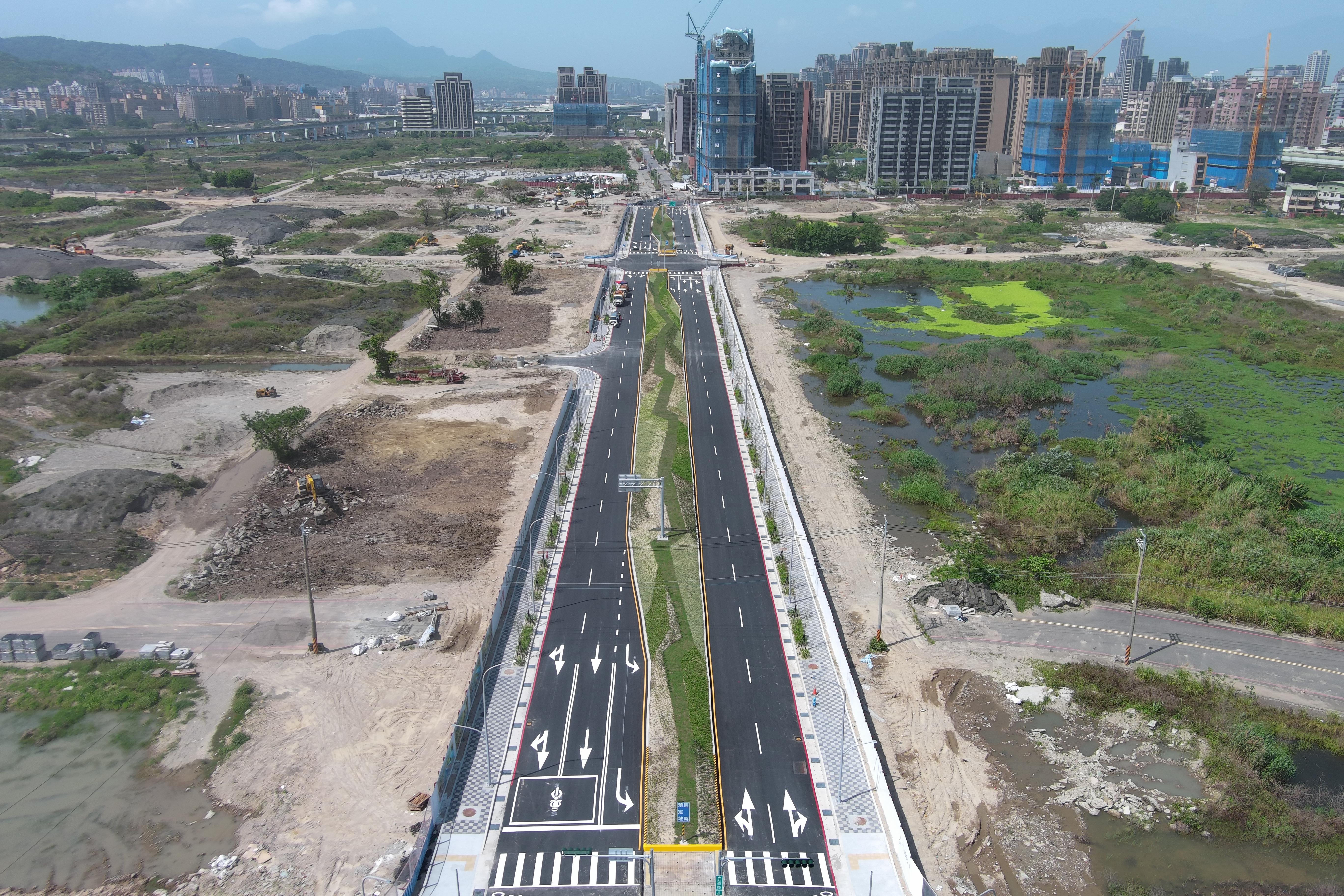 20250421莊泰路中央預留設輕軌預定帶，種植灌木營造景觀廊道。新北市政府提供.jpg