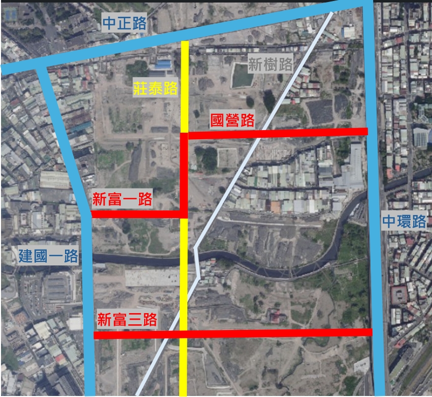 以紅色標示的道路，預計今年6月底開通。新北市地政局提供