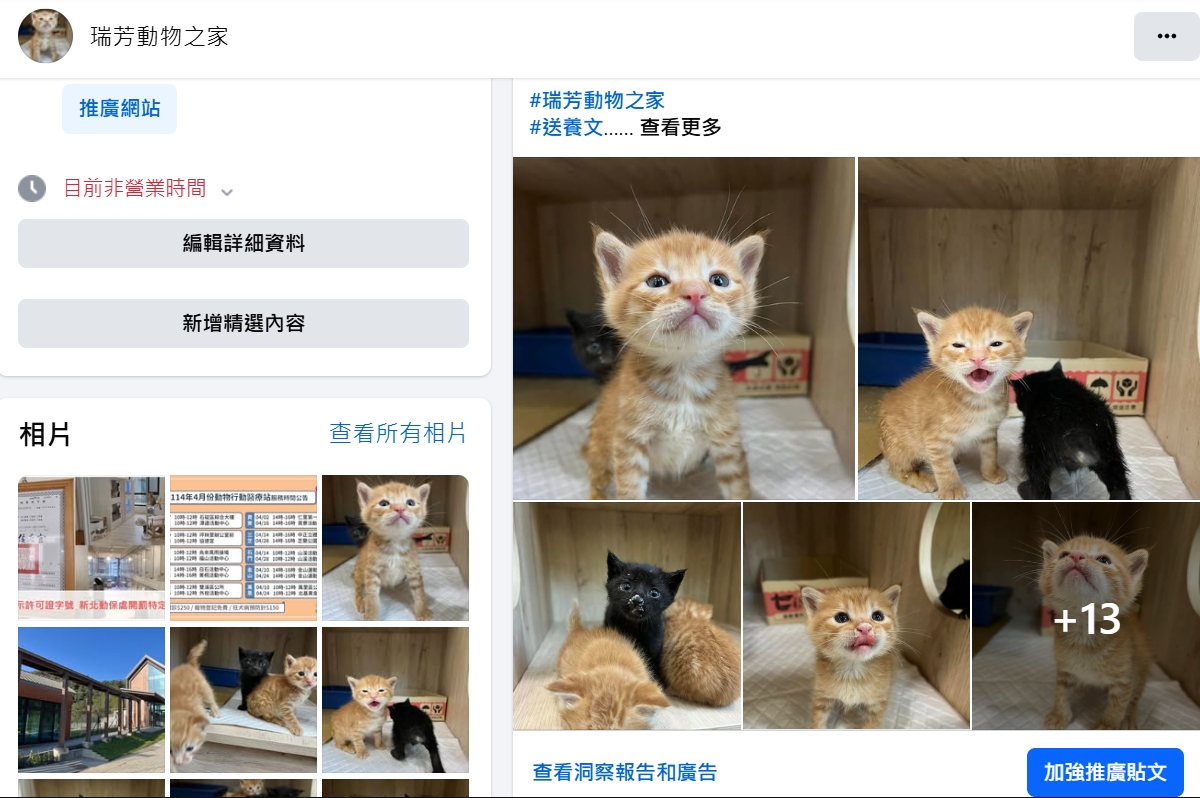  民眾也可藉由瑞芳動物之家臉書獲得待認養犬貓資訊哦!