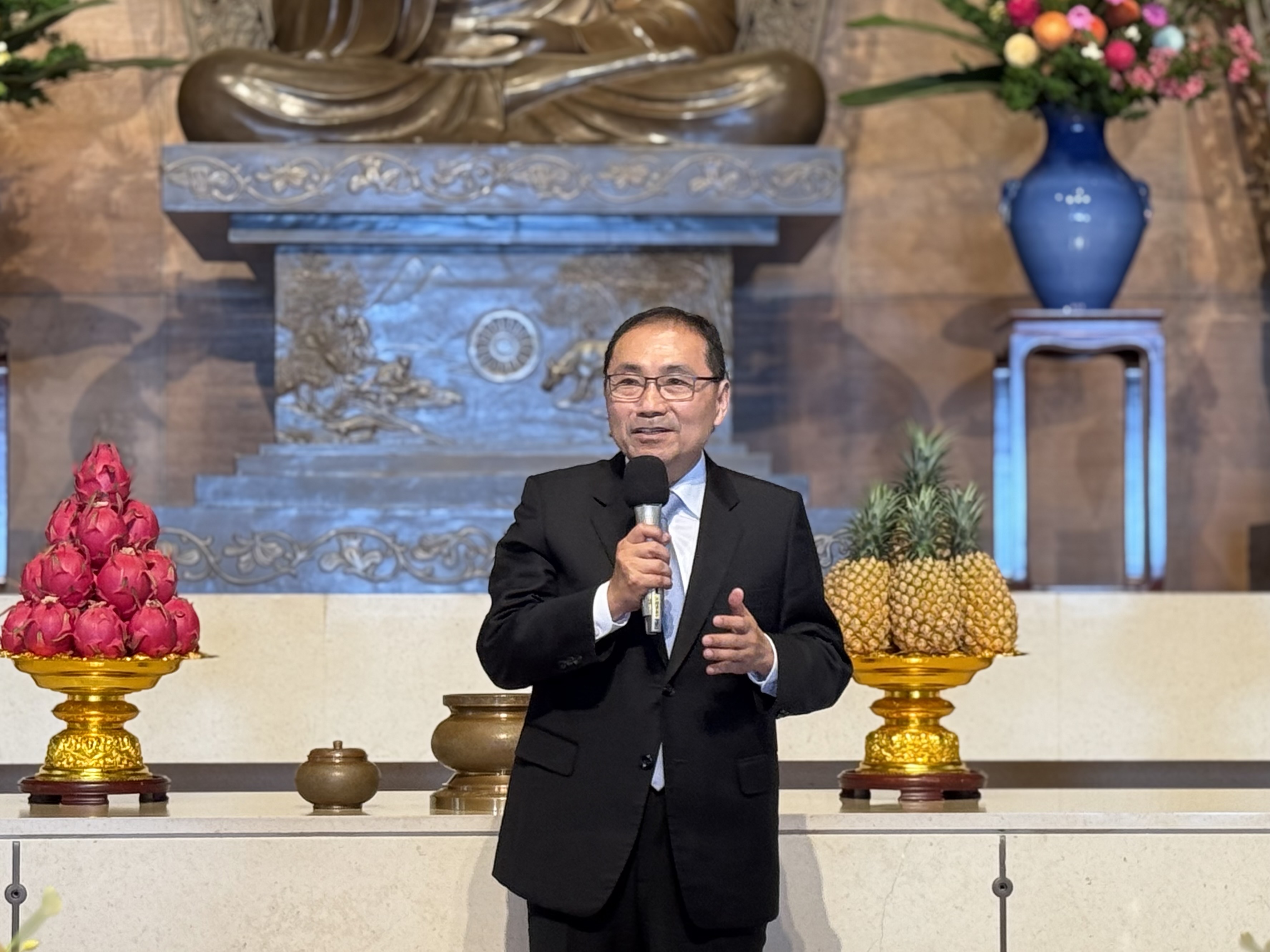 侯友宜致詞時提到，希望能夠凝聚善的力量，團結社會，讓新北好、台灣更好。