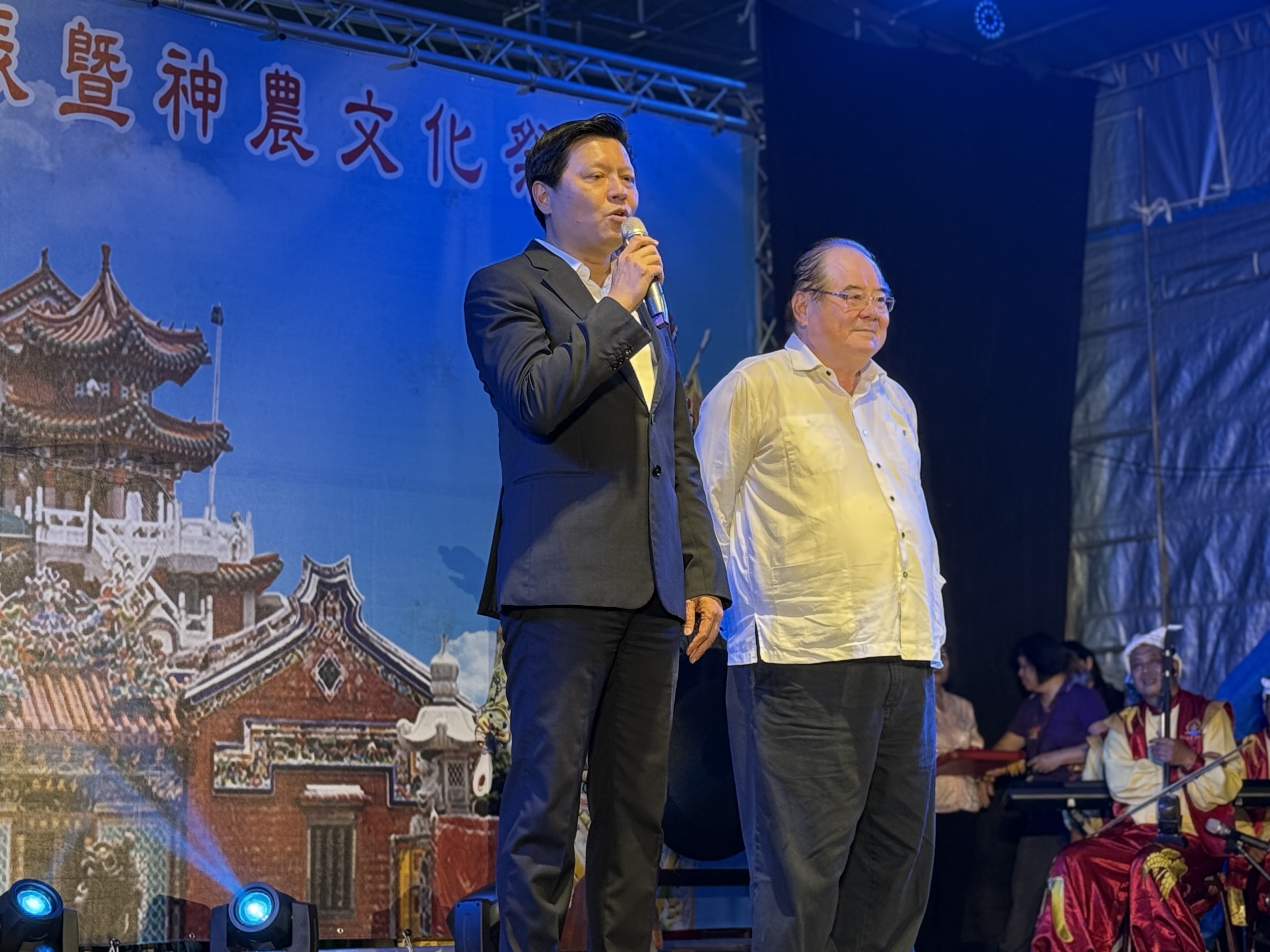 朱惕之致詞提及，感謝廟方長年對於慈善事業的付出，備受地方肯定，也恭祝神農大帝聖誕千秋、香火鼎盛。