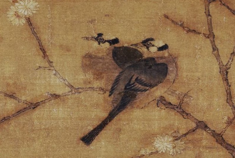 宋徽宗「蠟梅山禽圖」藉白頭翁代表婚姻白首偕老。