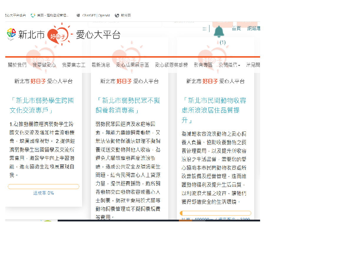  新北市好日子愛心大平台。
