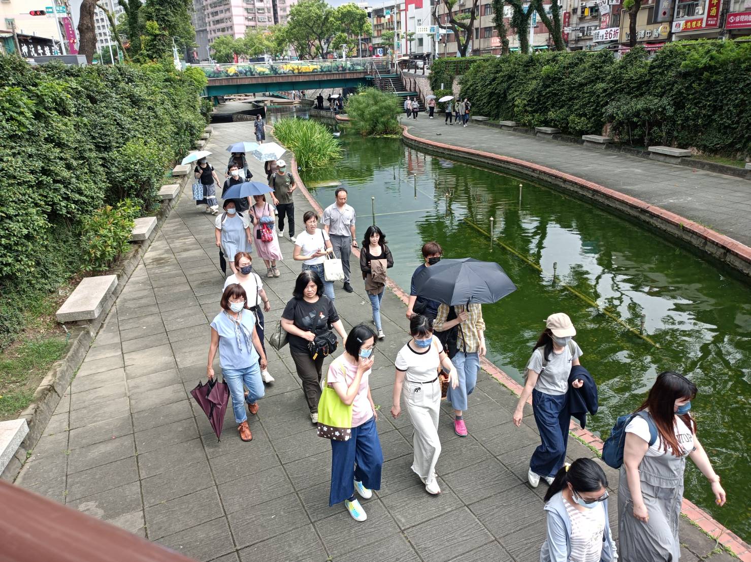充滿綠蔭的中港大排平常晴天時供民眾遊憩