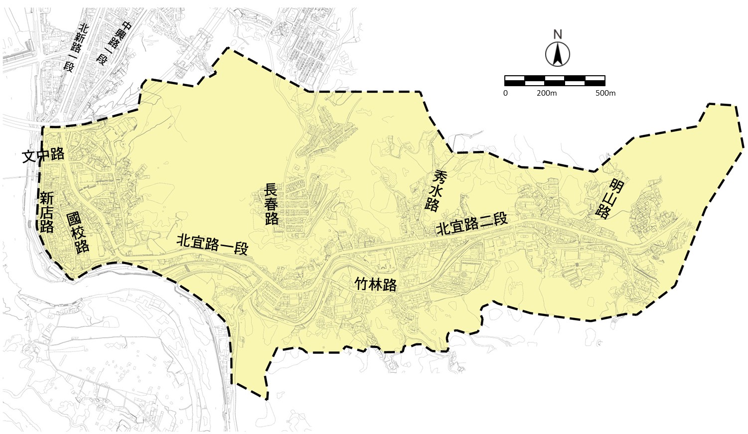 「新店地區污水下水道系統(第二期)新建工程第七標分支管網及用戶接管」工程範圍圖