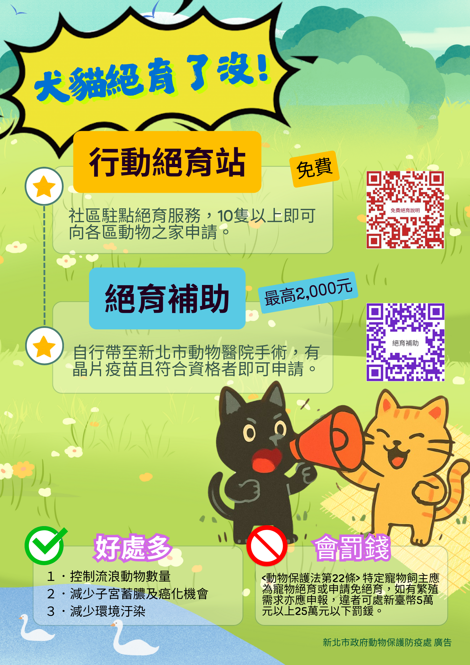 免費犬貓絕育海報