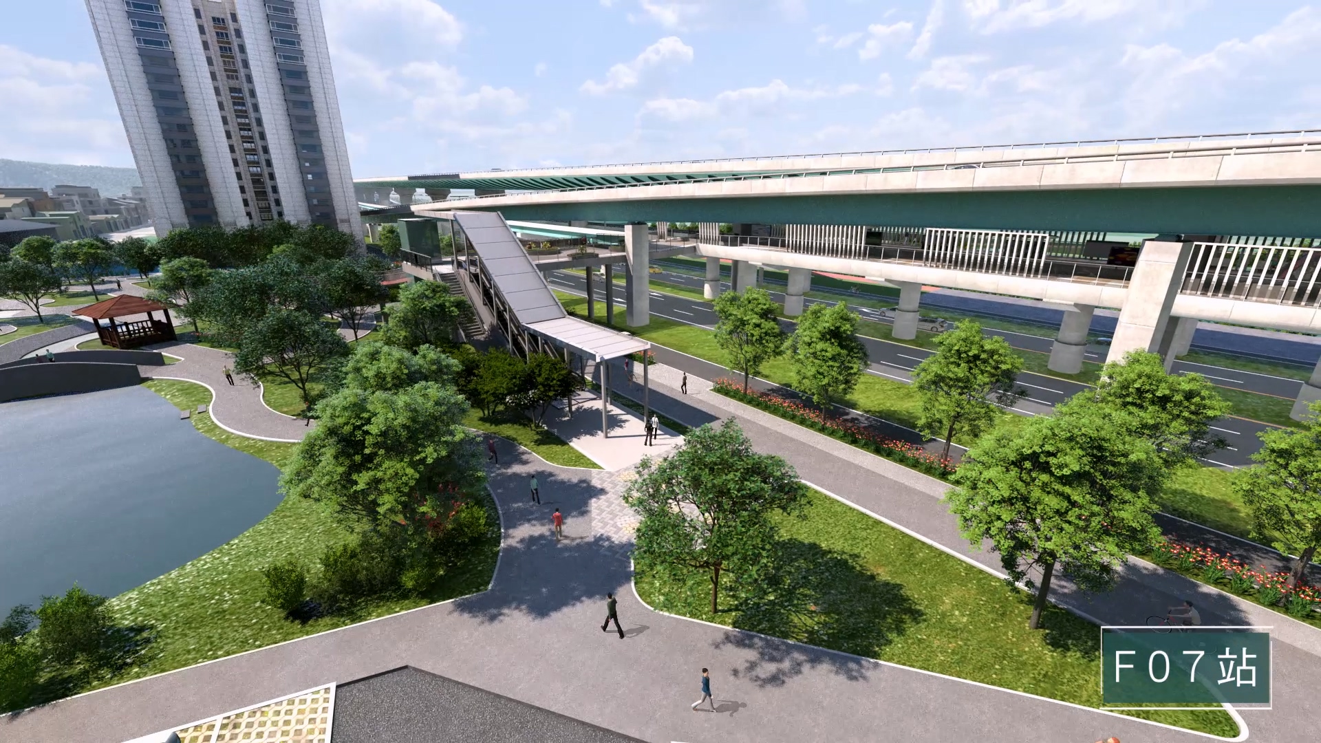 五泰輕軌利用台64下方空間設F07站(模擬圖)
