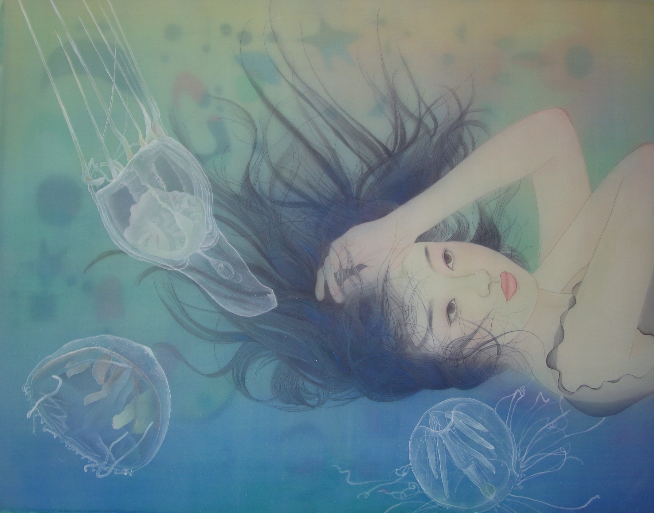 藝術家陳苾文膠彩作品〈漂浮〉