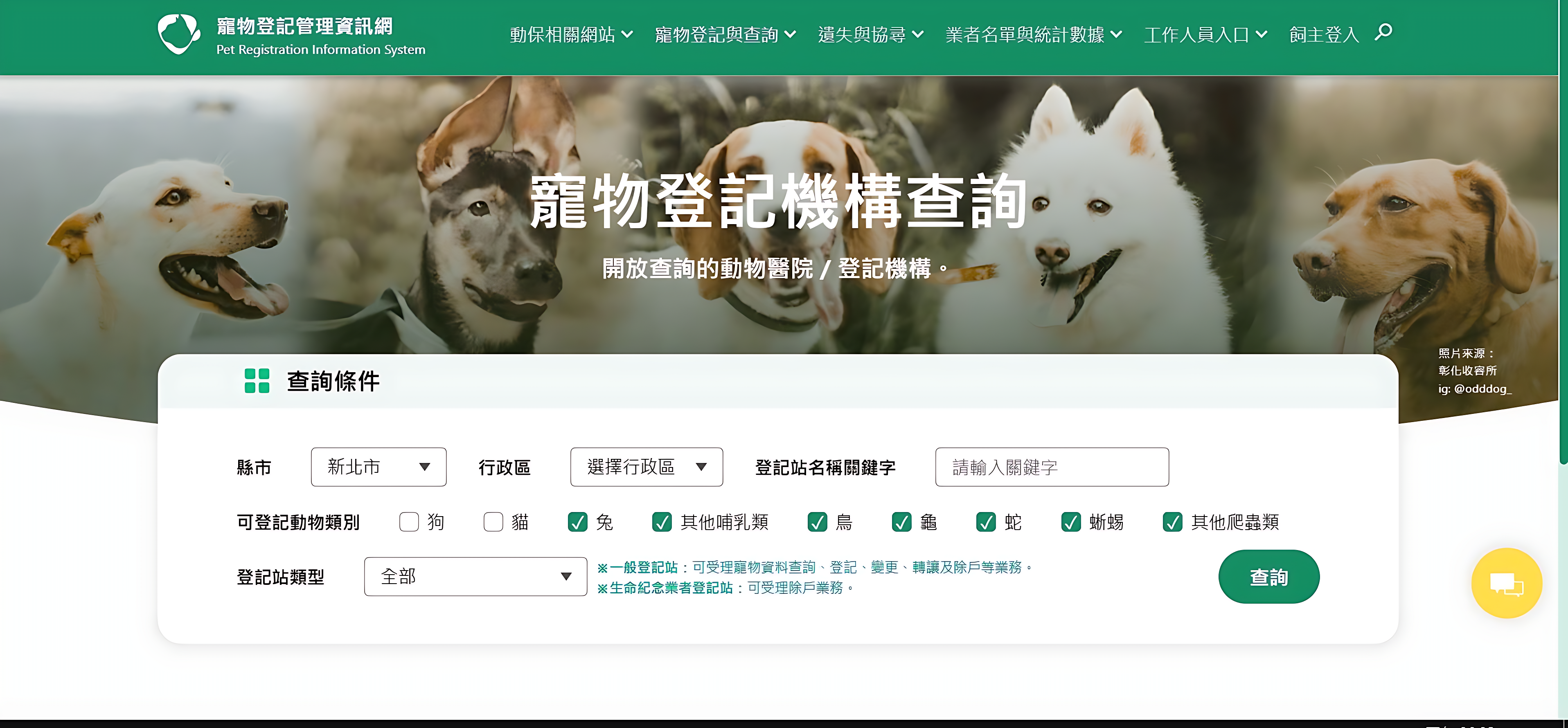 非犬貓登記站查詢