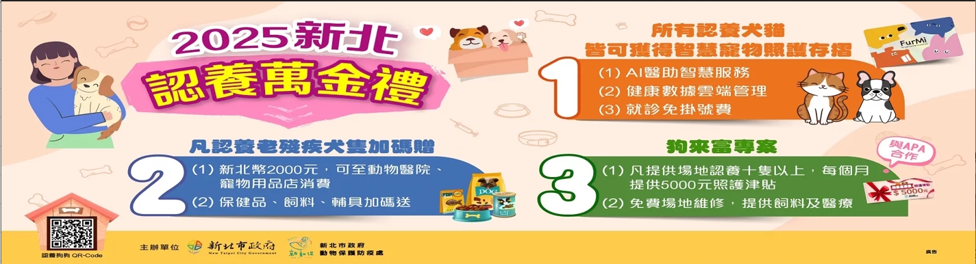 新北市認養可獲得新北幣2,000元
