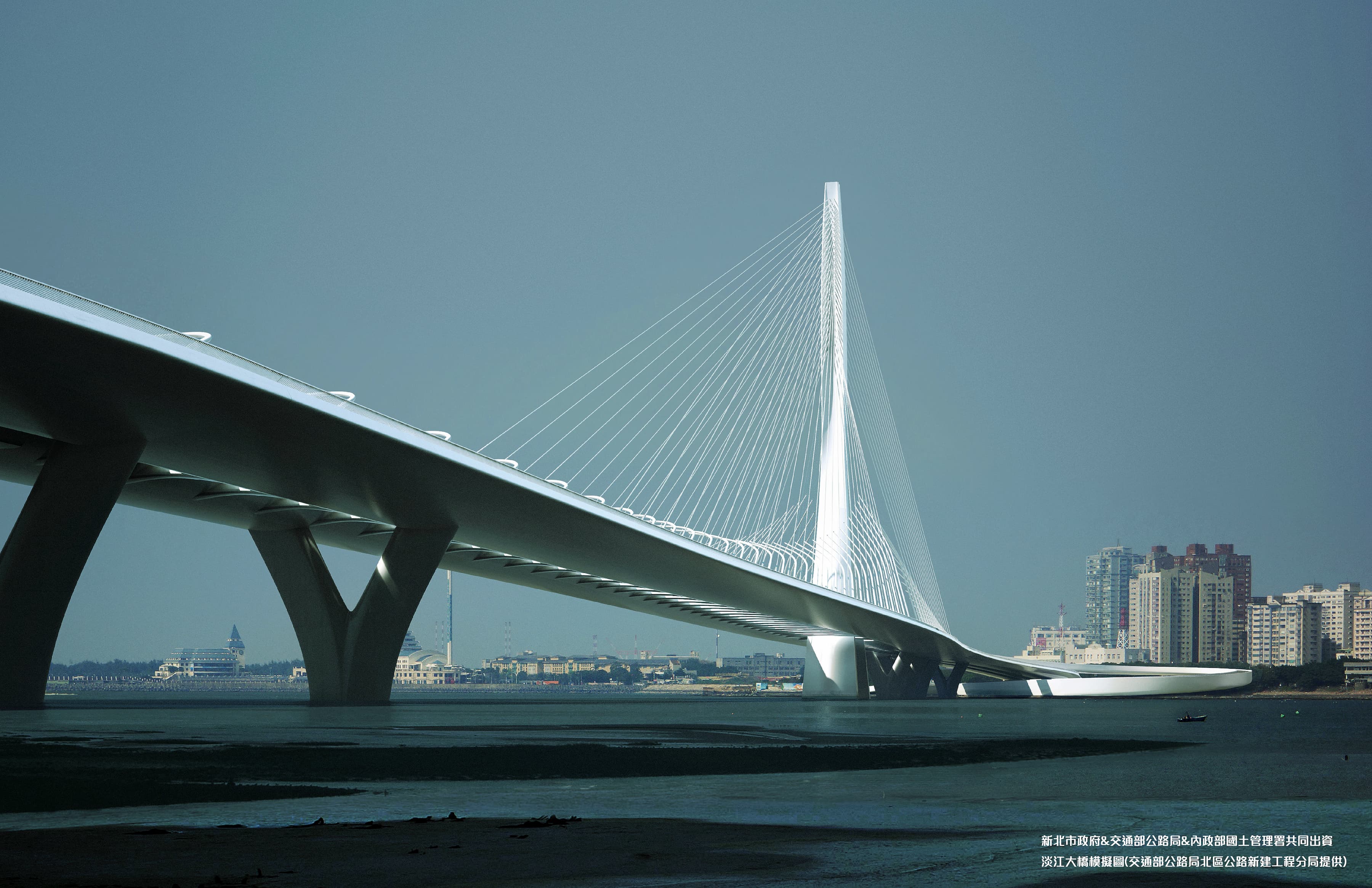  淡江大橋完工後示意圖(交通部公路局北區公路新建工程分局提供)