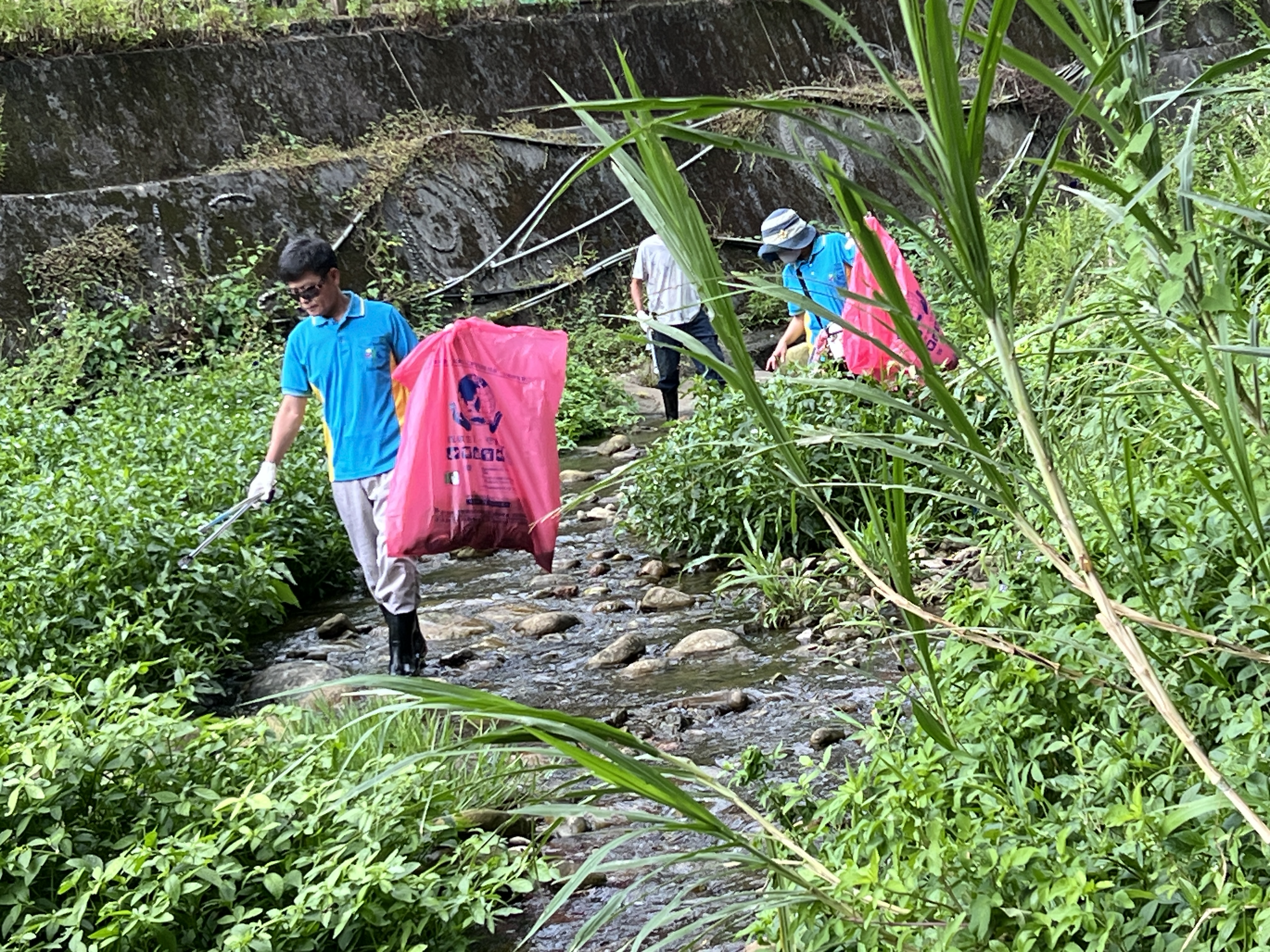 新莊水環境巡守隊於十八份坑溪淨溪情形