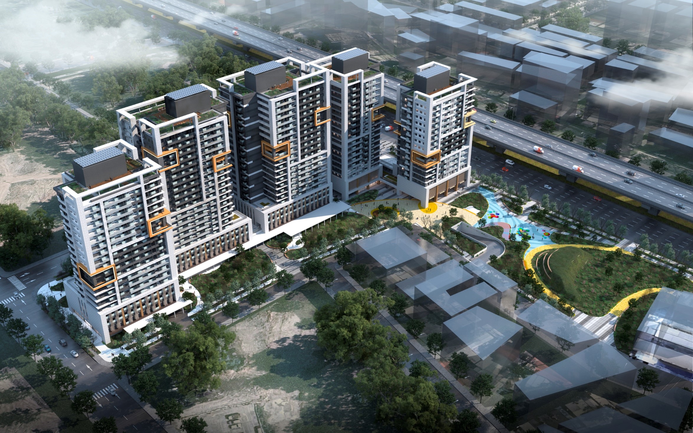 新北市新莊區塭仔圳青年社會住宅正透視圖