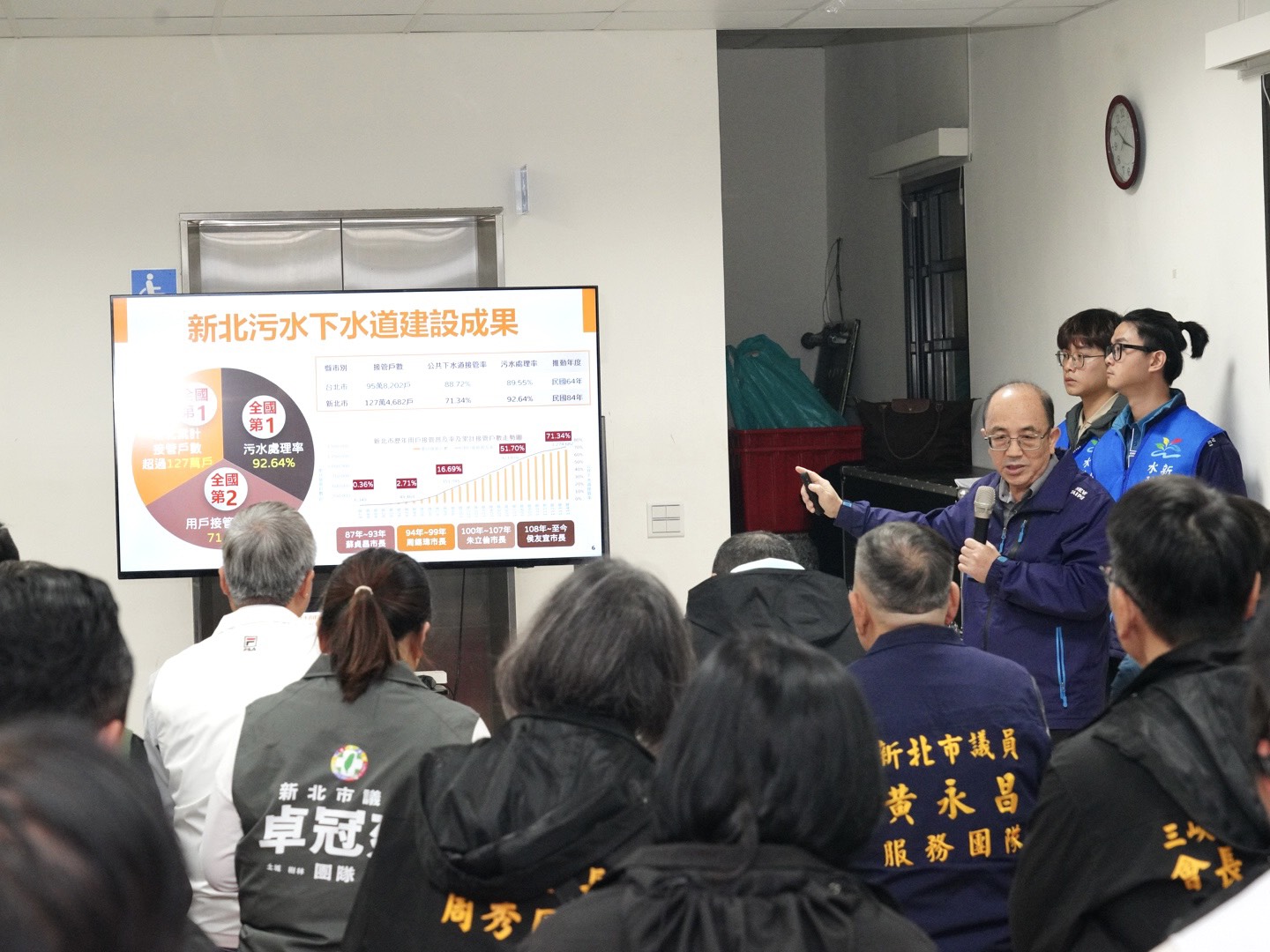 水利局長宋德仁進行三峽污水下水道工程簡報說明