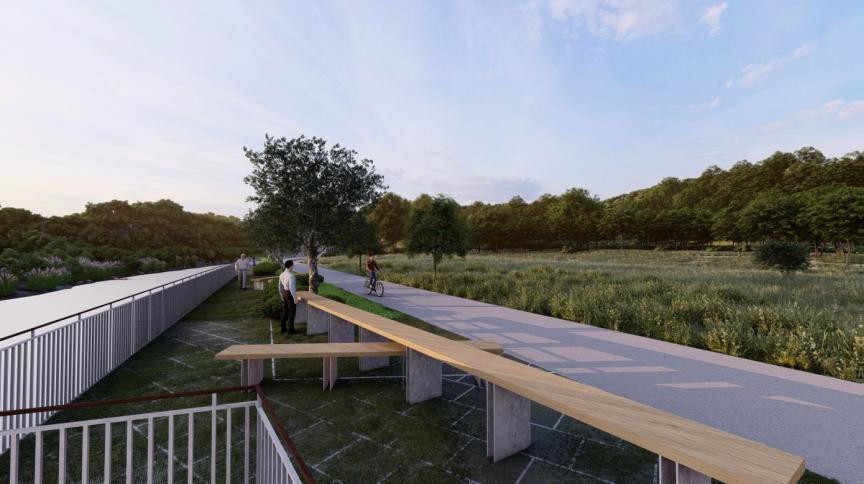 新穎的休憩節點，讓往來旅客駐足、洗滌心靈(模擬圖)