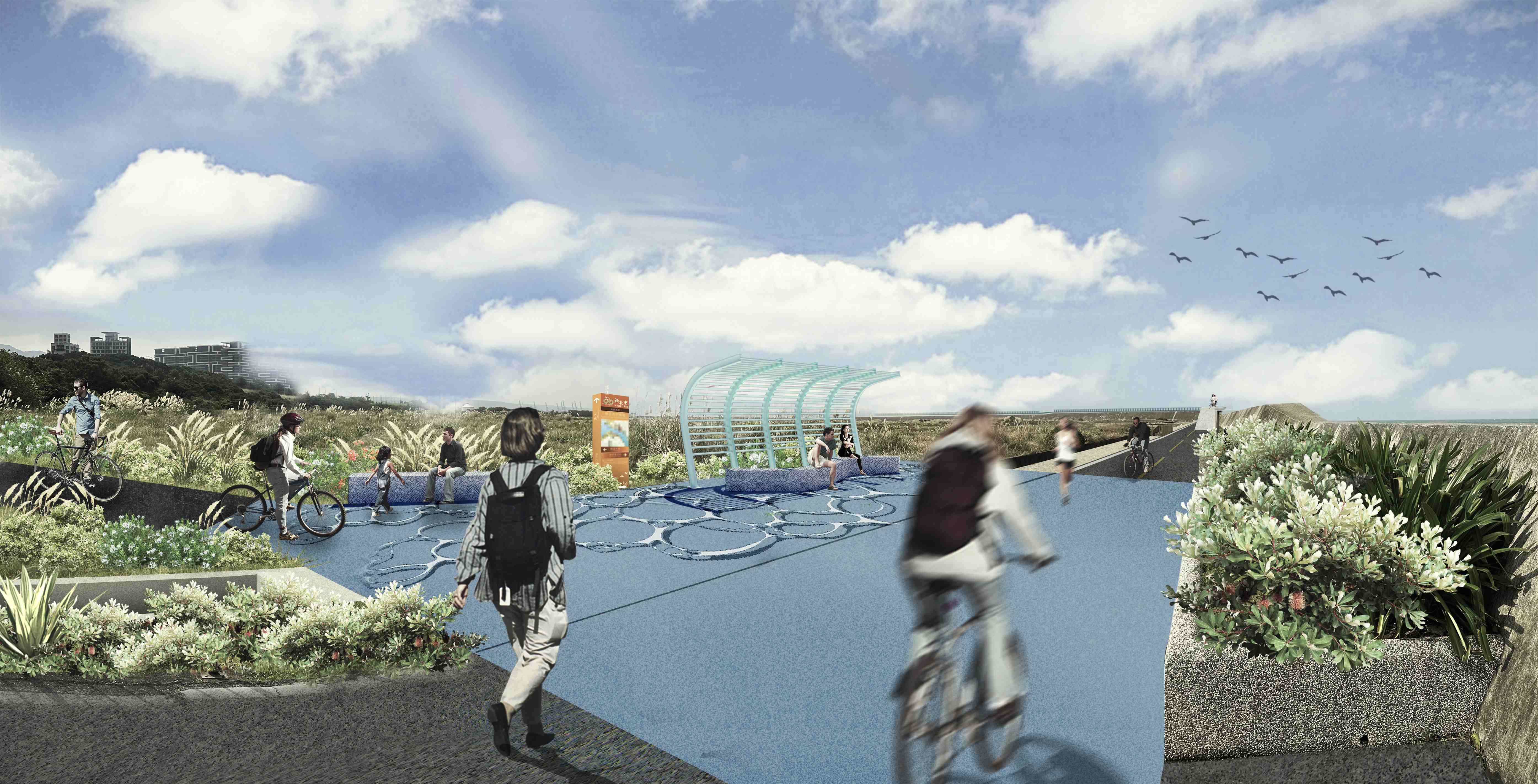 自行車道拓寬鋪面改善及節點營造(模擬圖)