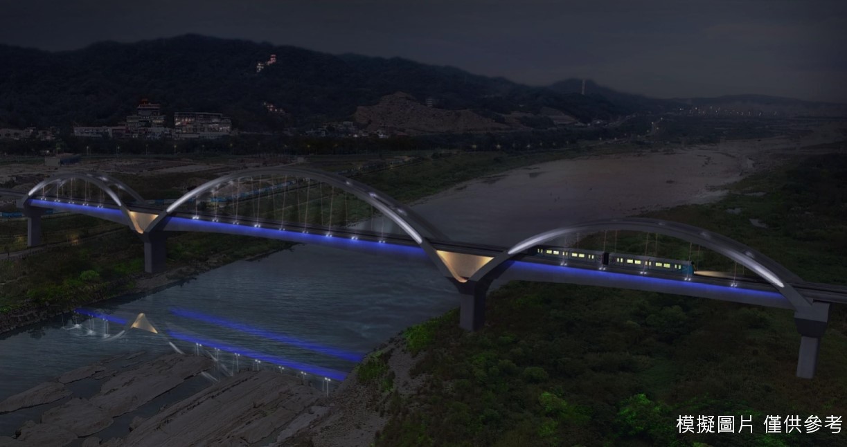 三鶯線大漢溪鋼拱橋光雕模擬圖