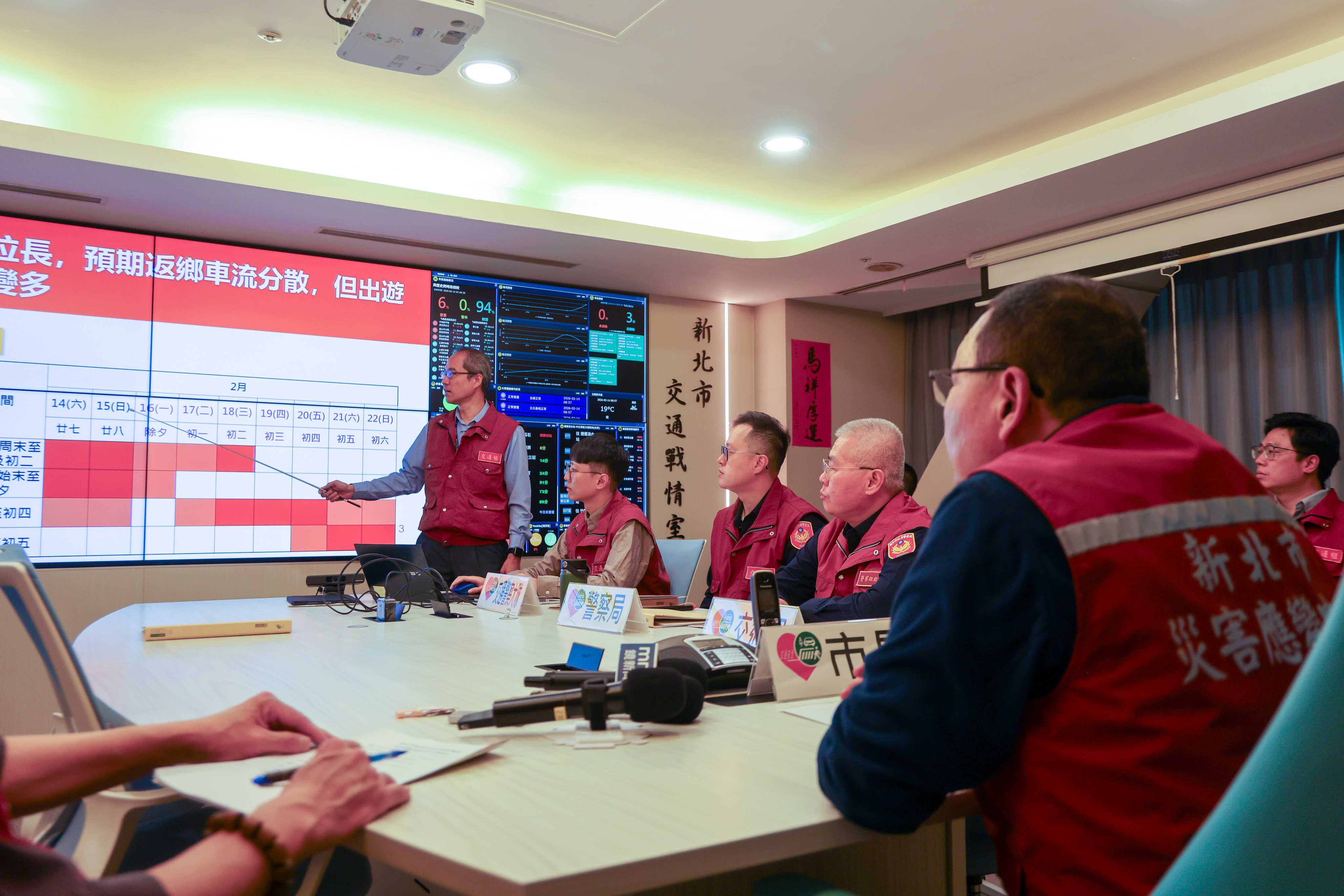 侯友宜指示交控中心24小時全天候監控路況，讓民眾開心出遊、平安回家