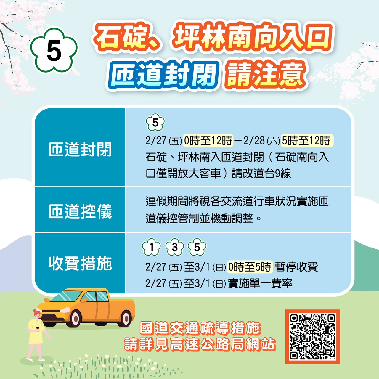 國道匝道封閉請注意