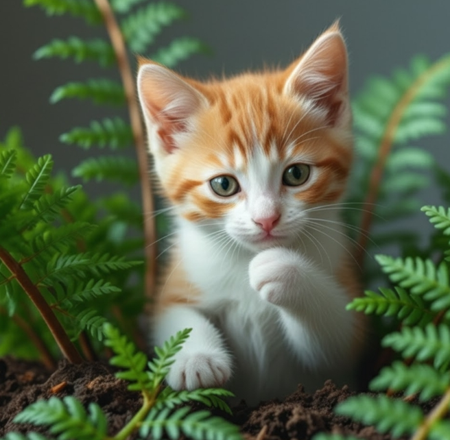 對貓咪友善的波士頓腎蕨(AI合成示意圖)