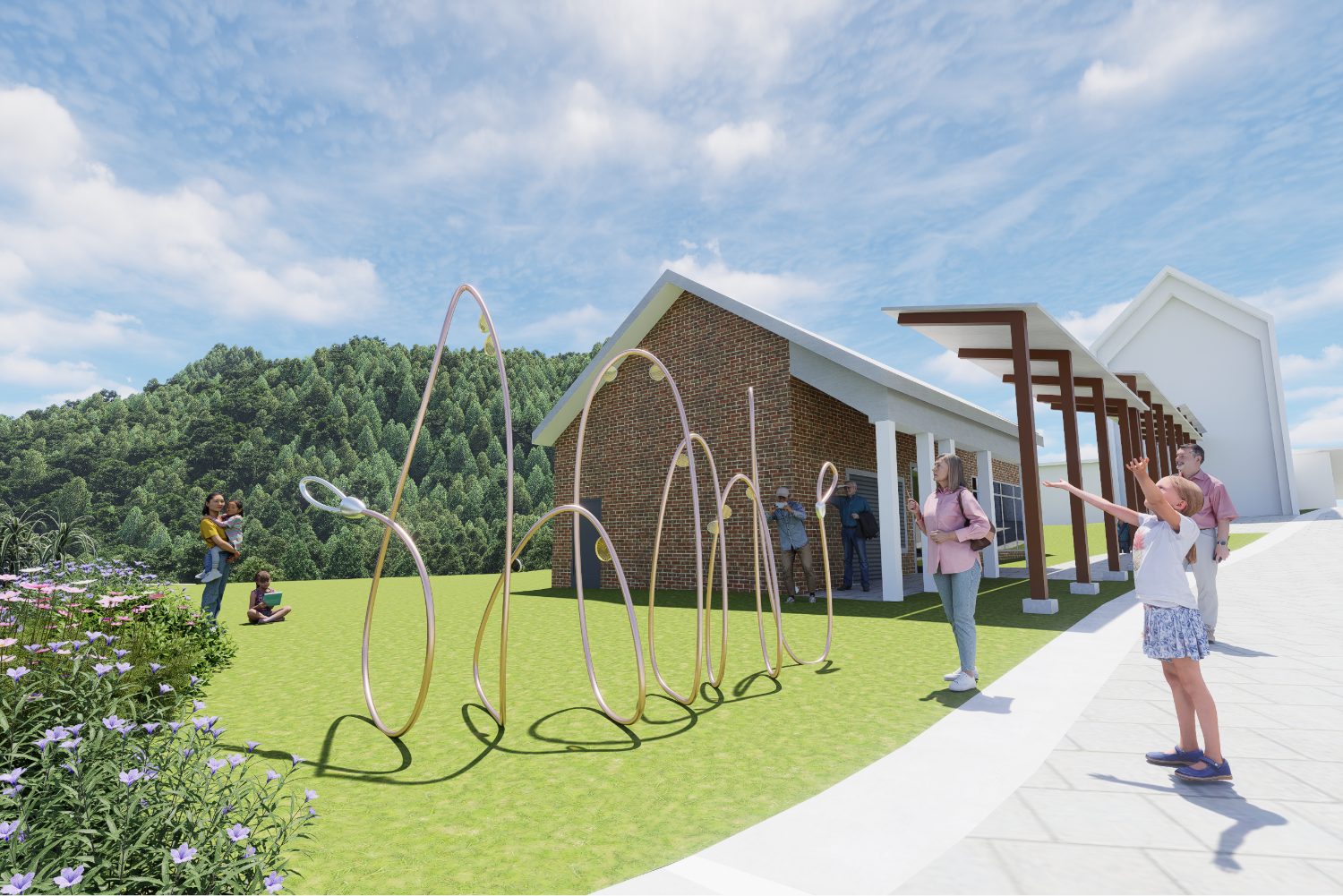  樸明建築師事務所的作品「心繫同遊」獲得最終青睞，該設計以牽繩為意象