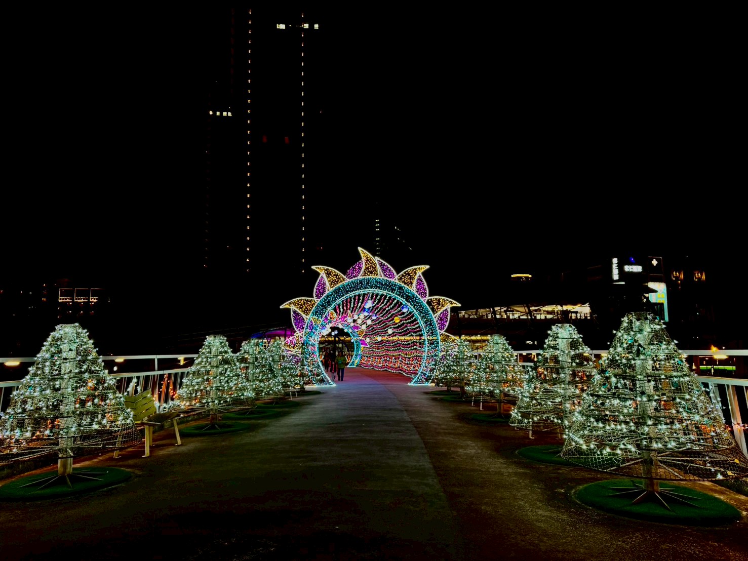  圖18陽光戀曲-透過橋體燈光變化，展現辰光橋夜間浪漫風貌