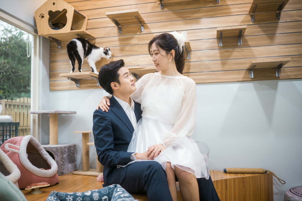  新郎湯先生希望在人生最重要的時刻，以行動支持動物保護理念