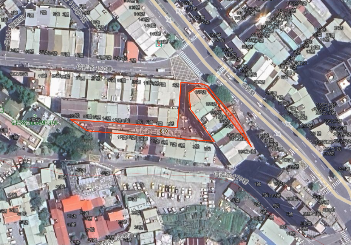 板橋地所115年度未辦繼承公告價值最高土地航照圖 資料來源：新北不動產愛連網