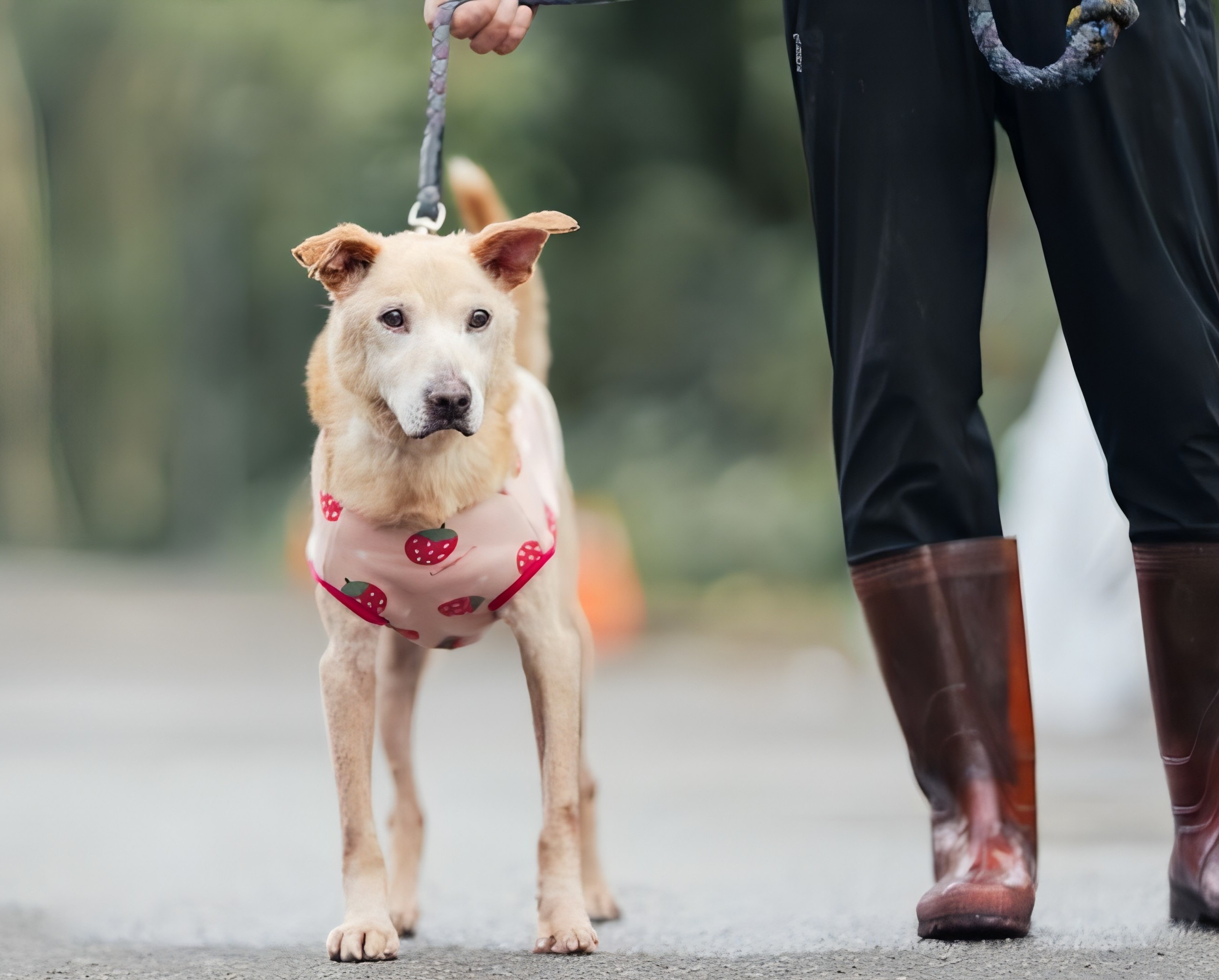 盟盟-老、奶油色的中短毛狗、眼睛大又圓