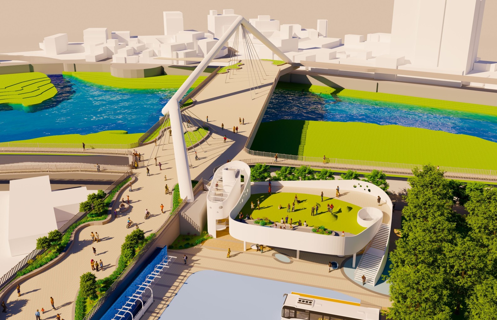 未來啟用後，民眾可透過長福橋步行串聯對岸景點，提升觀光動線便利性