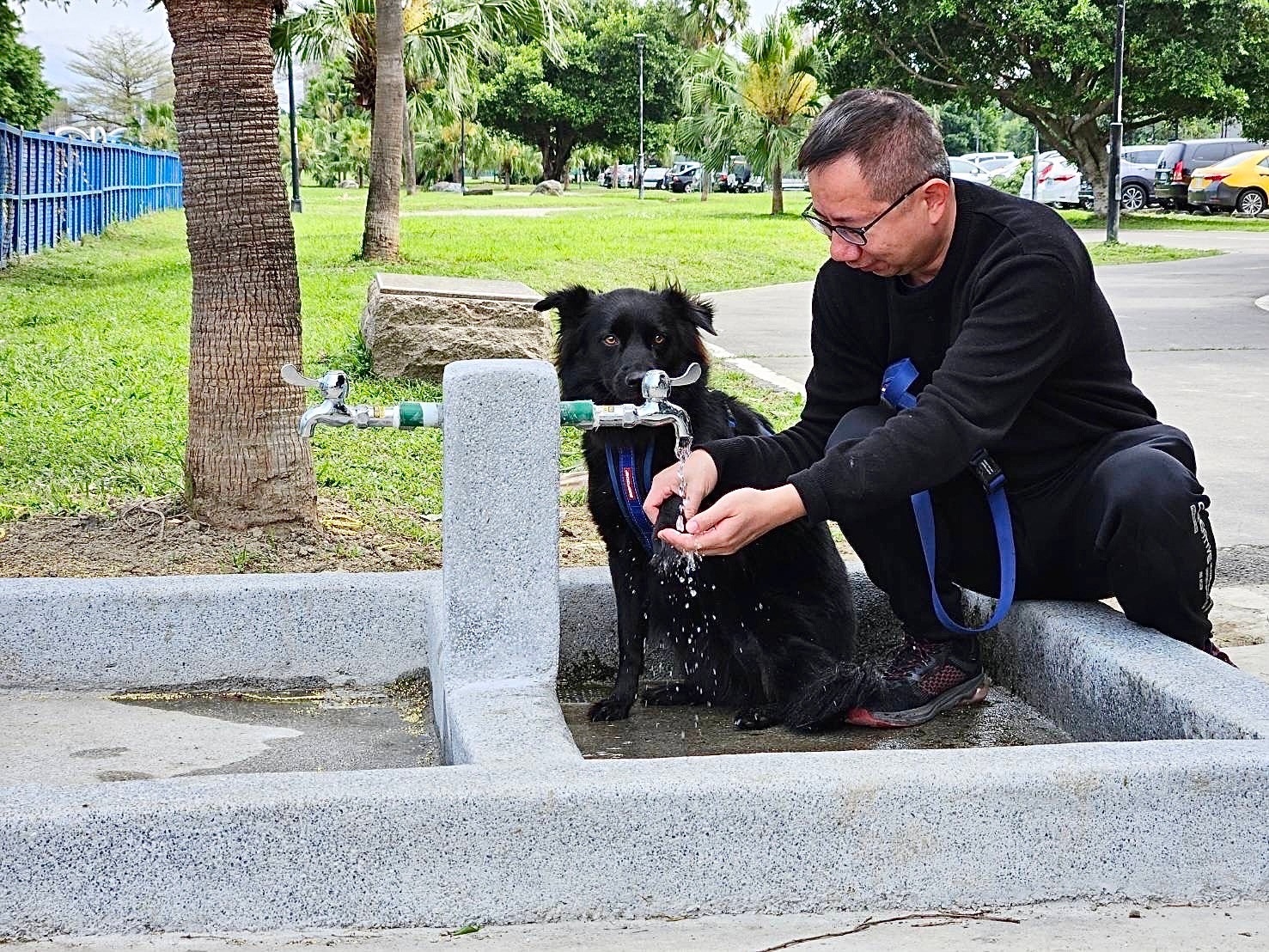  民眾可利用寵物沖洗區來清潔寵物
