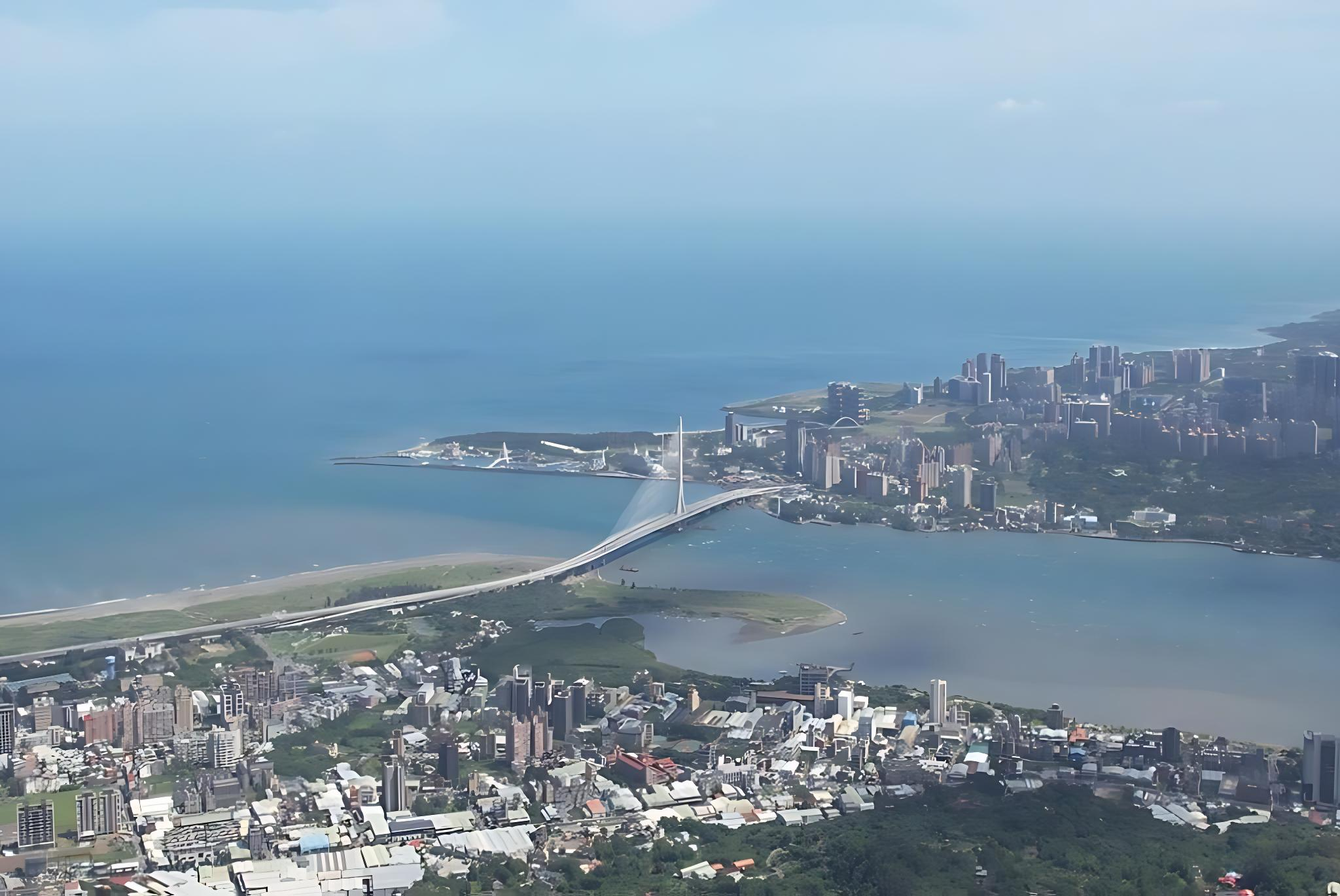 觀音山硬漢嶺遠挑淡江大橋美景