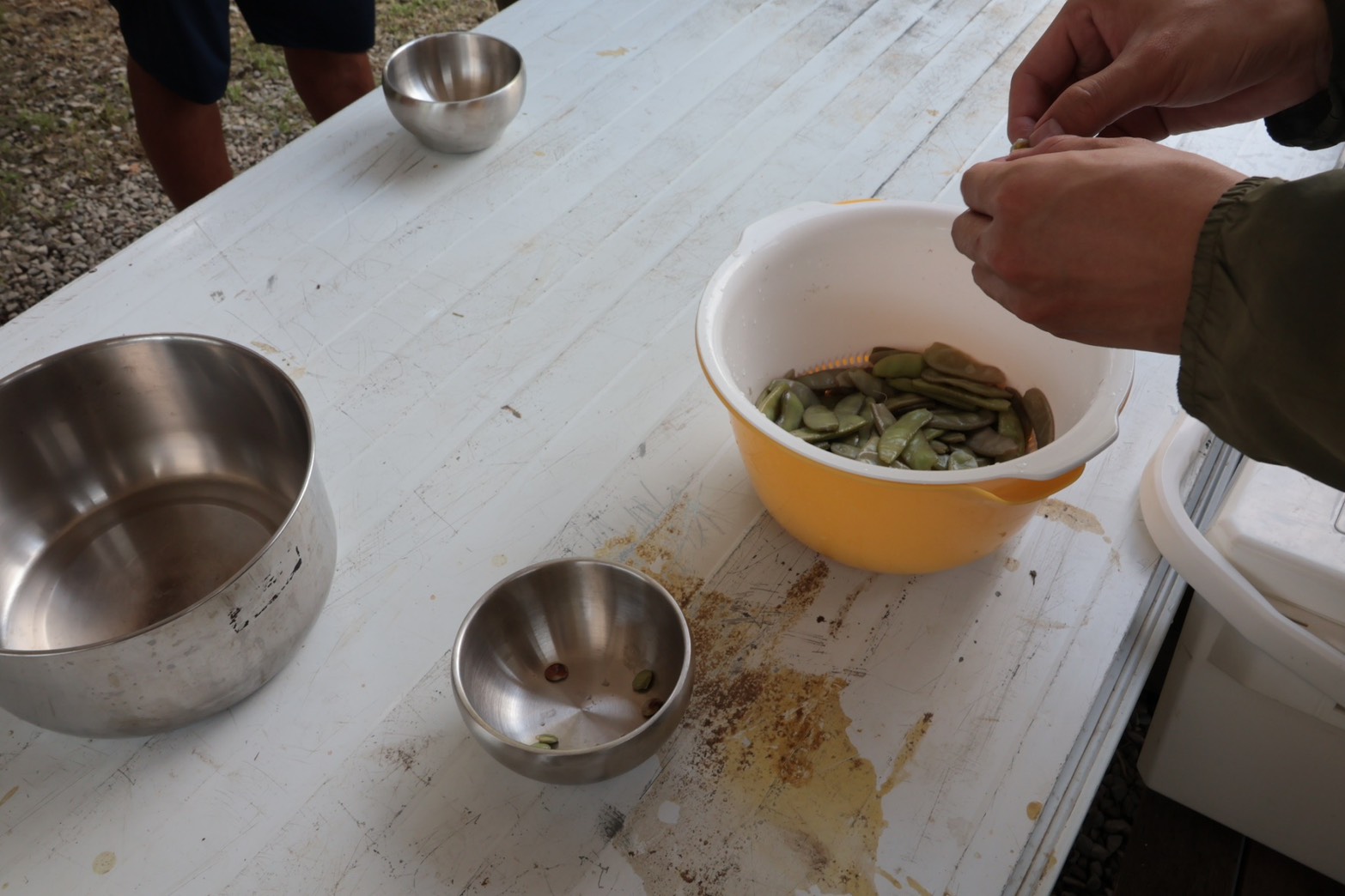 ▲市民動手剝豆、煮湯，體驗「Lipahak秘豆湯」的清甜滋味。(圖2/新北市政府原民局提供)