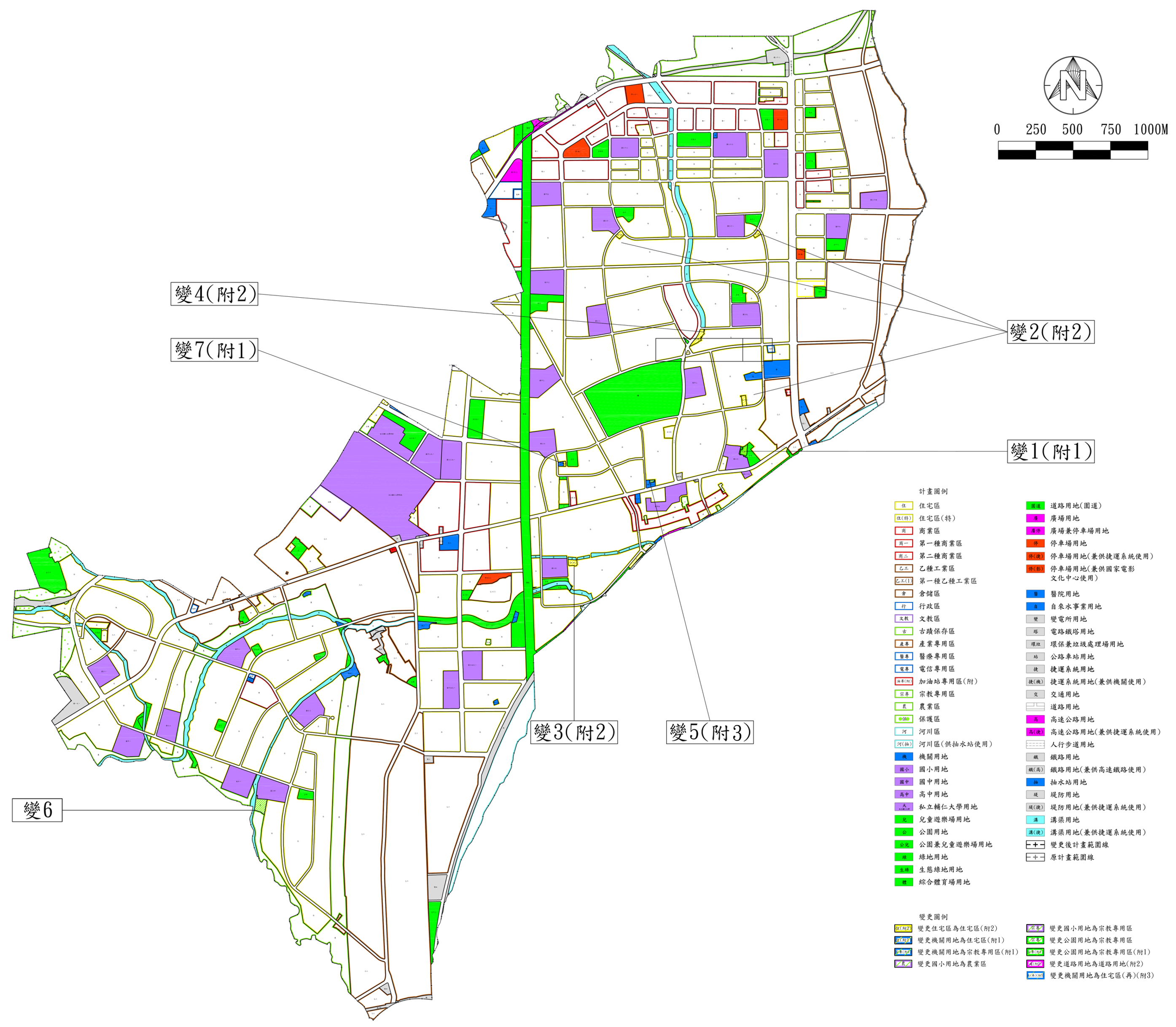 變更大漢溪北都市計畫(新莊地區公共設施用地專案通盤檢討)案變更位置示意圖