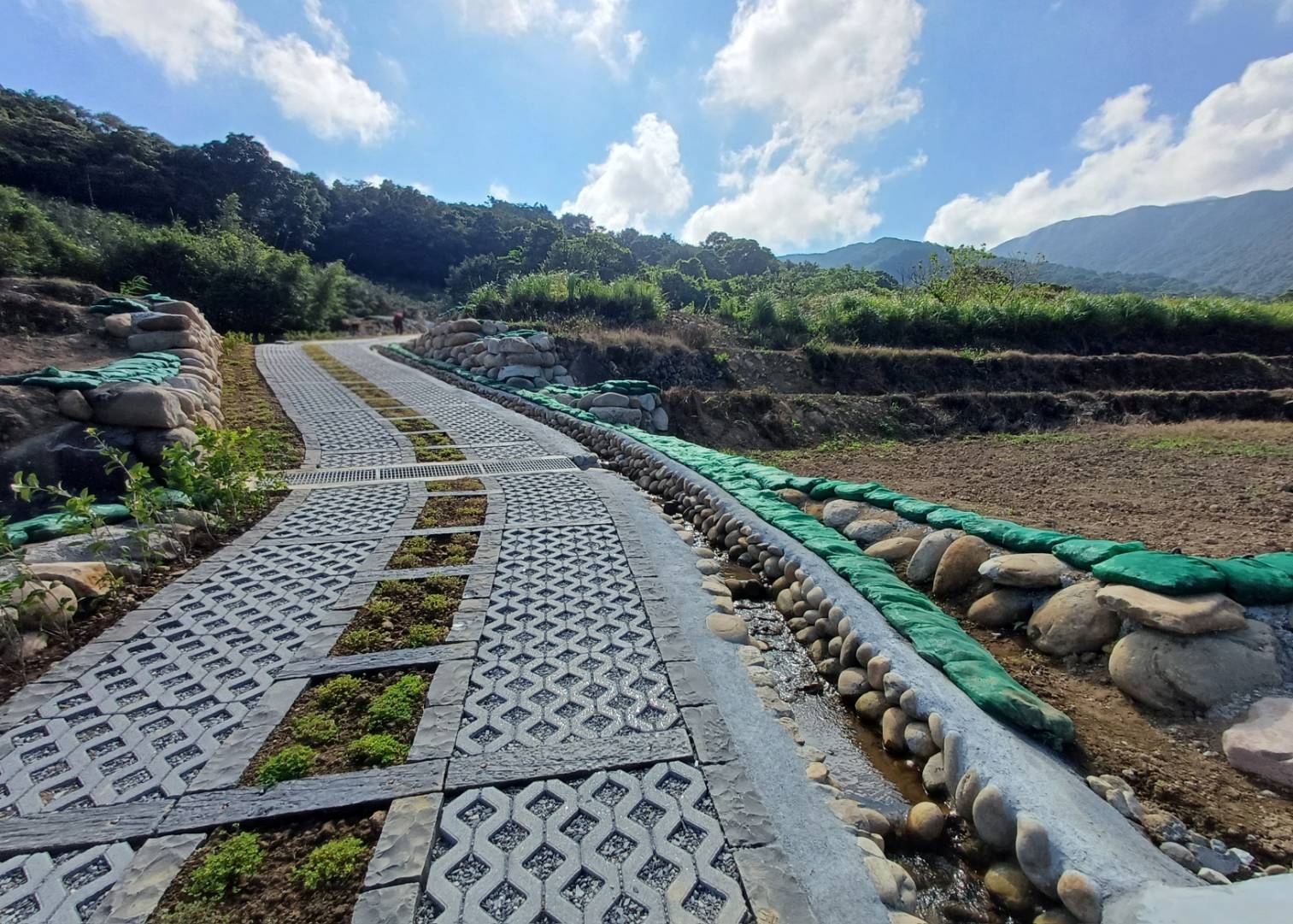 「新北市石門區嵩山社區梯田環境改善工程」-搬運道整修提升農事效率與安全性