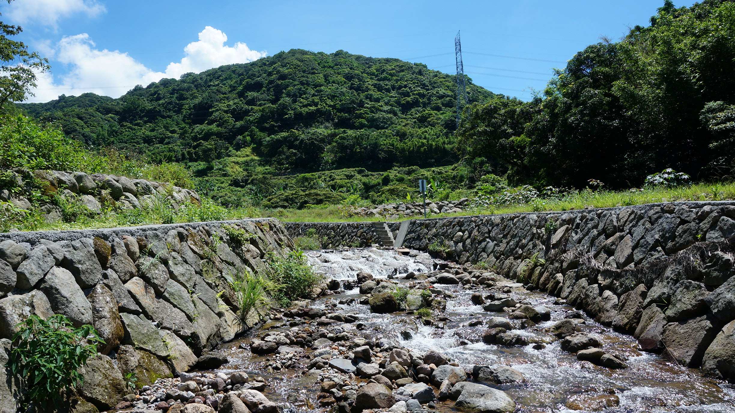 「金山區南勢湖72號附近護岸山陀兒颱風復建工程」-設置動物友善通道，連結溪流縱橫向棲地