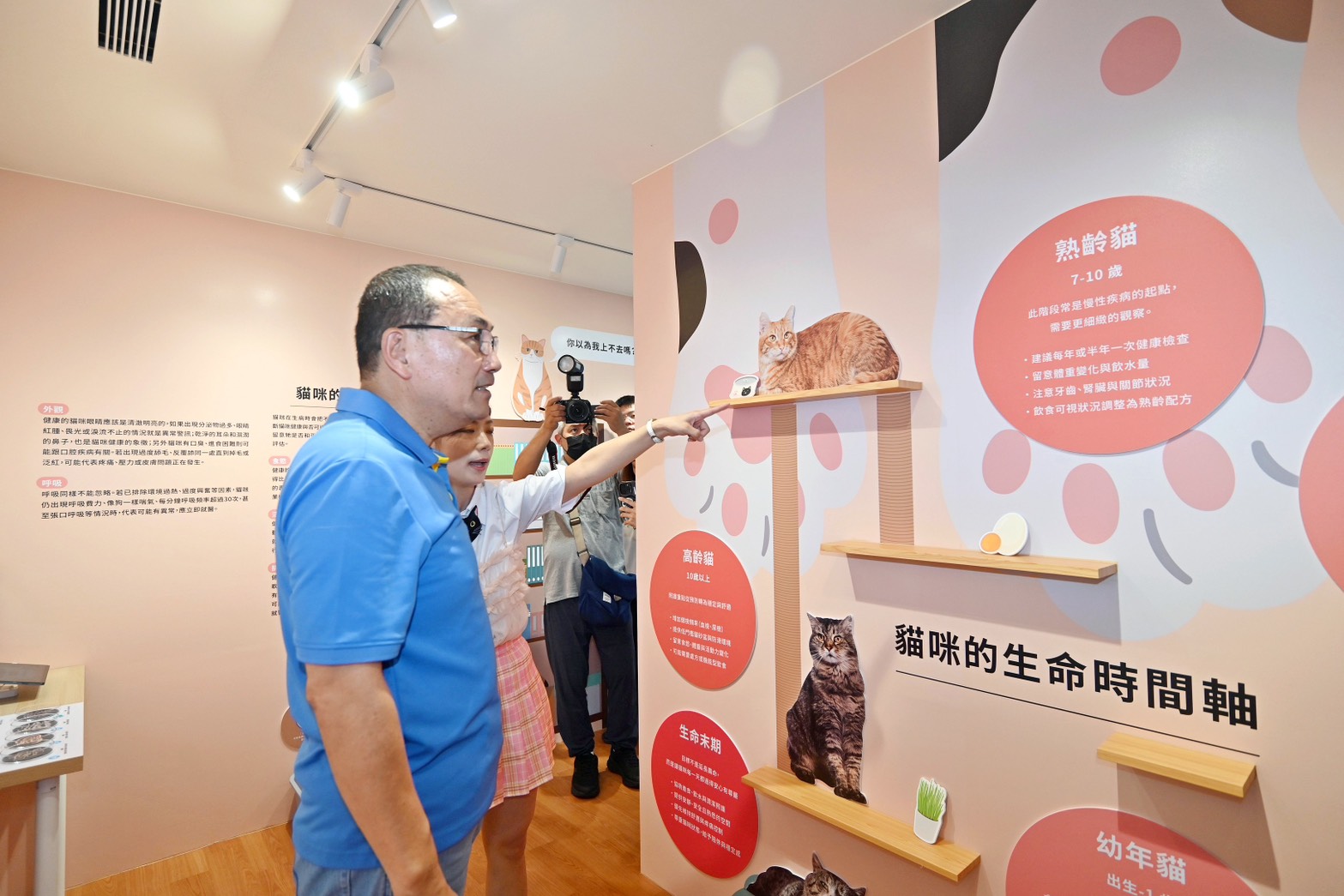 市府特別於「幸福喵樂宅」中設置「貓寶貝照護教育區」及「貓友善空間示範區」，開放有意認養的民眾與貓咪近距離接觸。