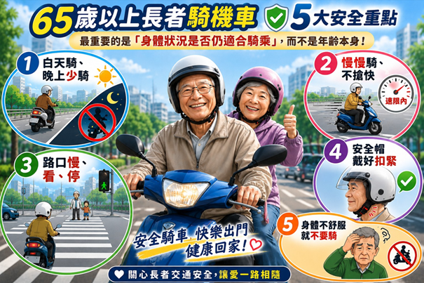 高齡駕駛5大安全重點口訣 （AI製圖）