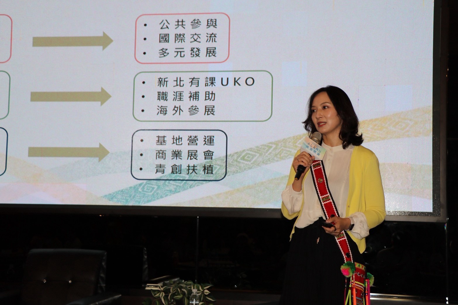 ▲青年局邱兆梅局長分享青年局職涯及創業資源。(圖/新北市政府原民局提供)