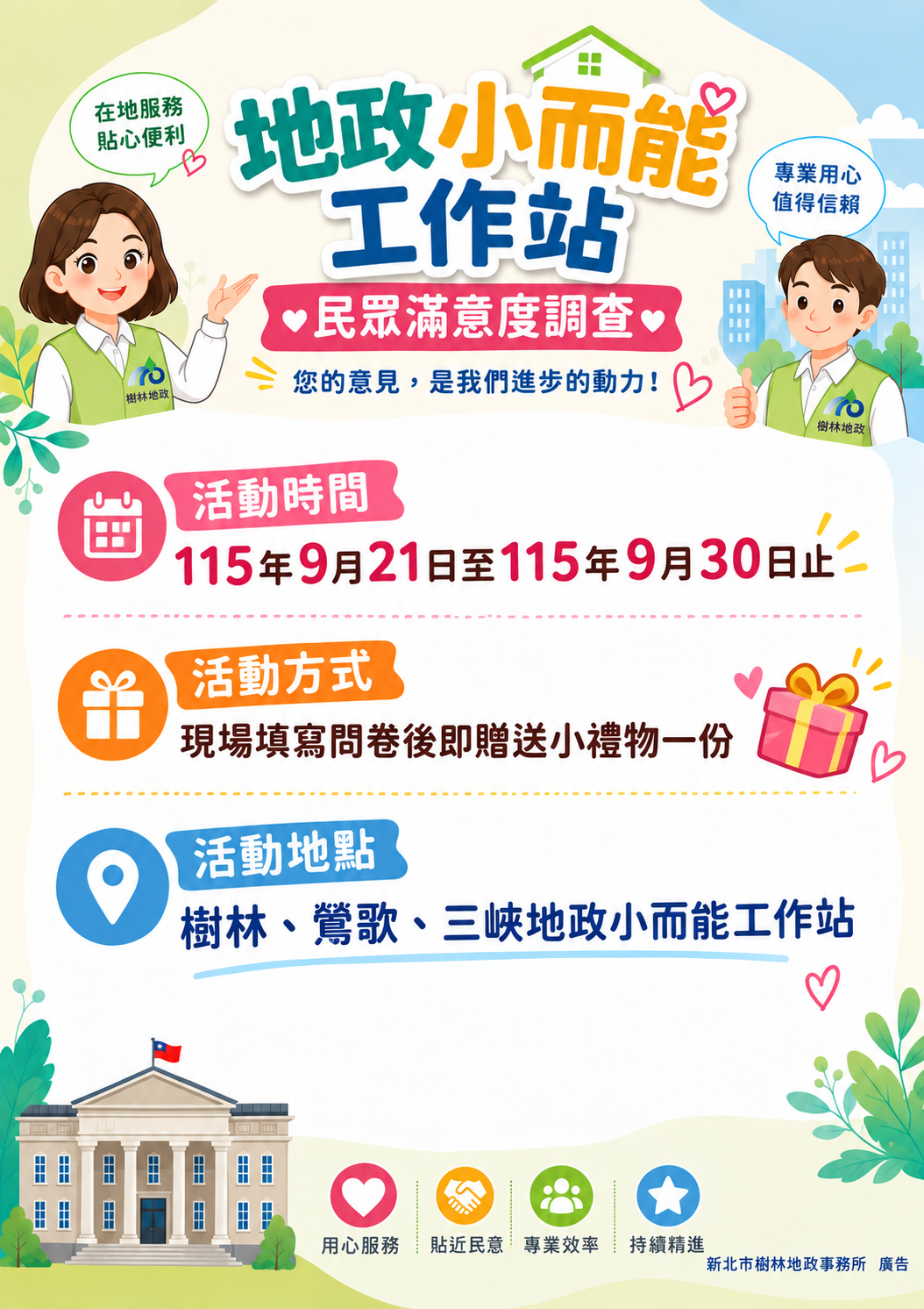 地政小而能工作站民眾滿意度調查(海報)