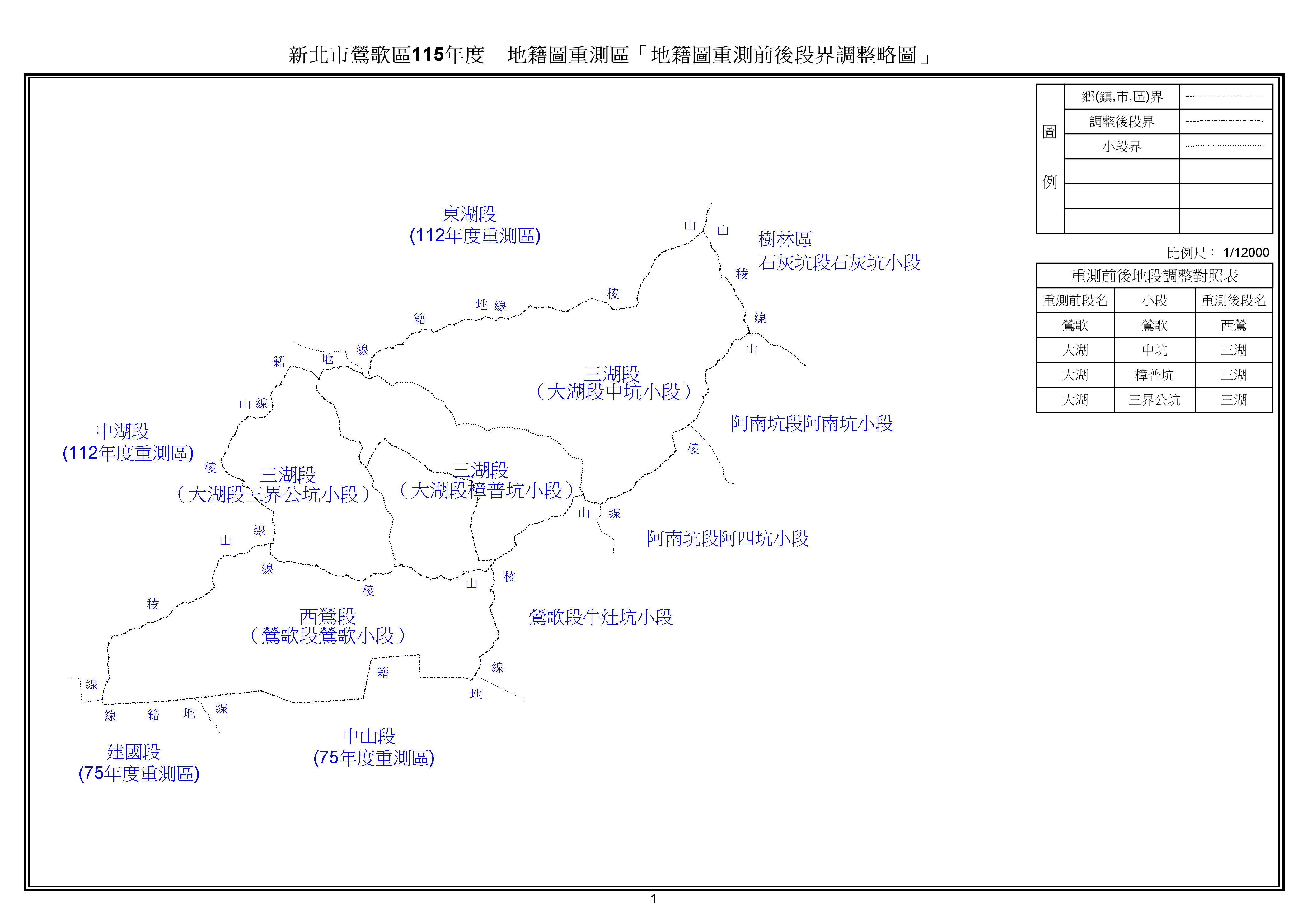 115年鶯歌區重測前後段界調整略圖