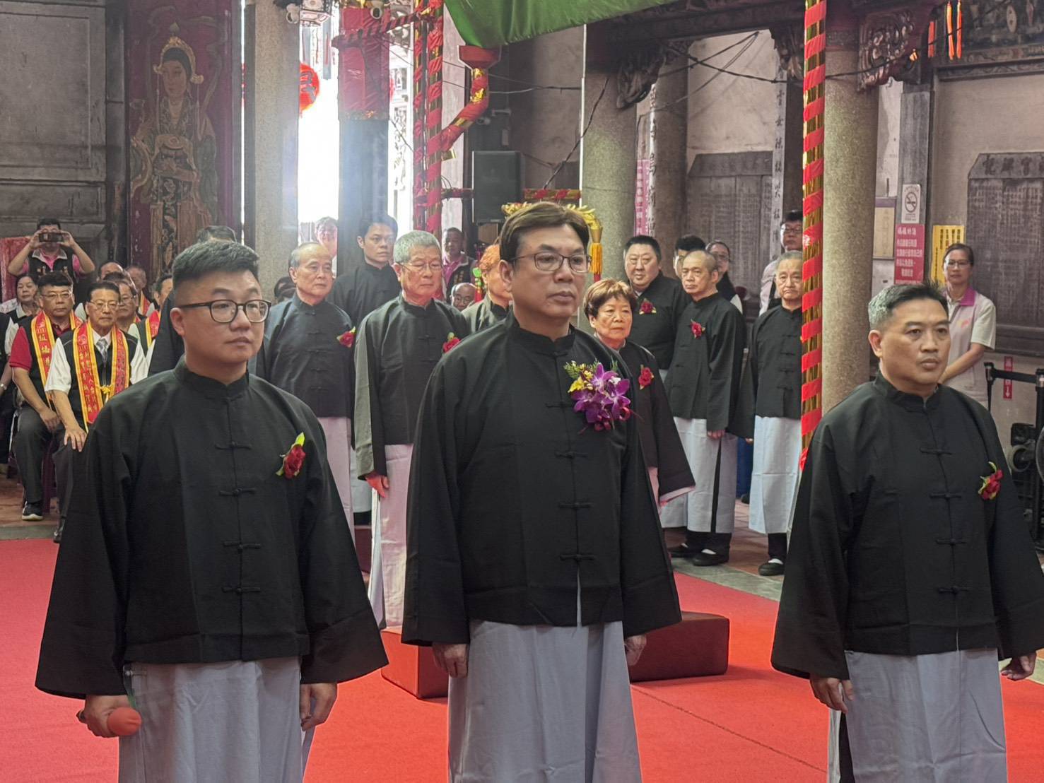 2026北臺灣媽祖文化節今（24）日在慈祐宮(媽祖宮)舉辦「三獻古禮大典」，恭迎金面媽祖及友宮聖尊會香，鐘鼓齊鳴，場面莊嚴盛大，祈願國泰民安、風調雨順、市運昌隆、市民安康。