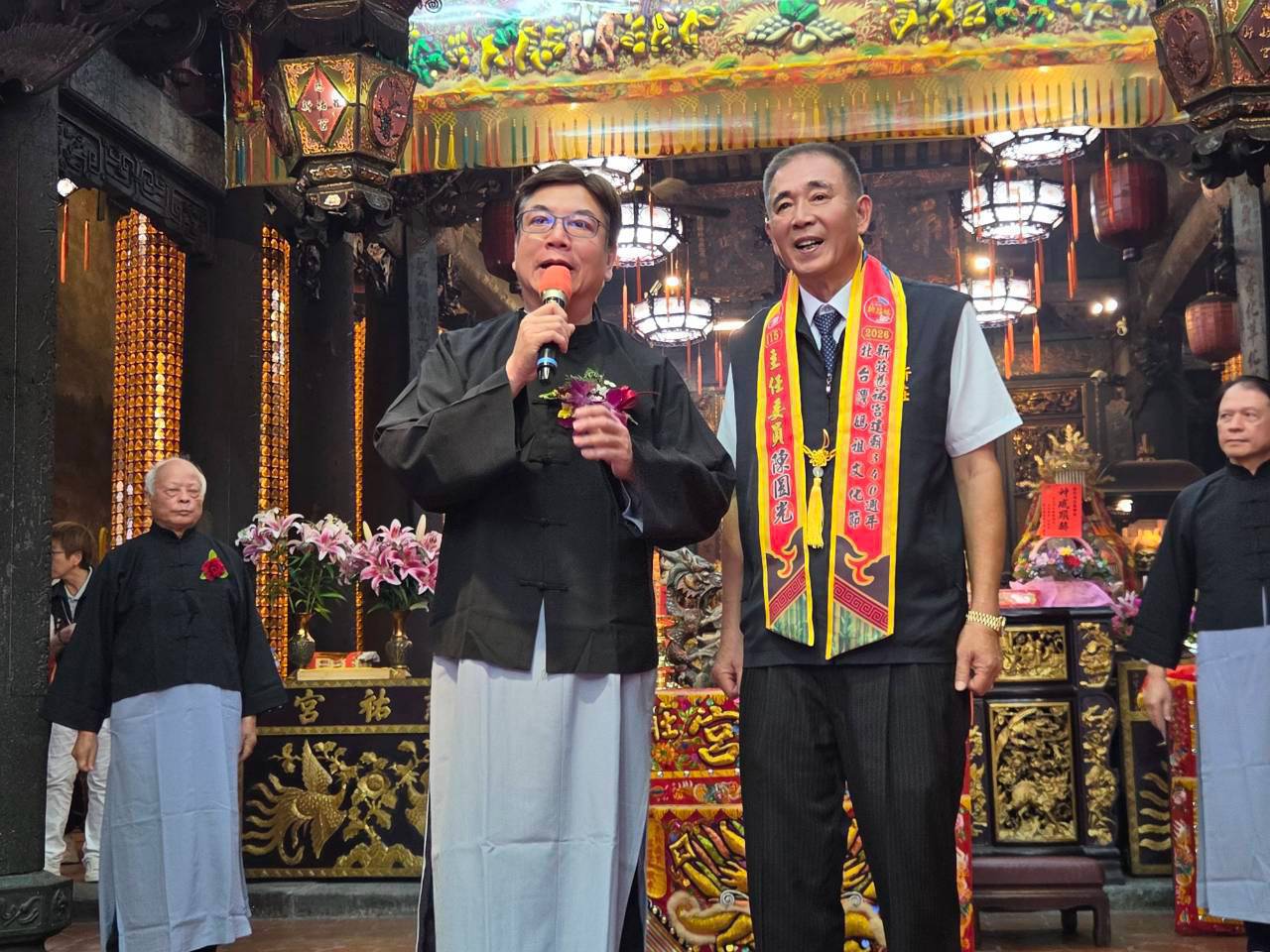 新北市劉副市長和然表示，今年適逢慈祐宮建廟340週年，值東主辦本屆2026北臺灣媽祖文化節，今日隆重的三獻古禮大典，在宗教文化與傳統藝術中，展現台灣民間信仰深厚的人文底蘊。
