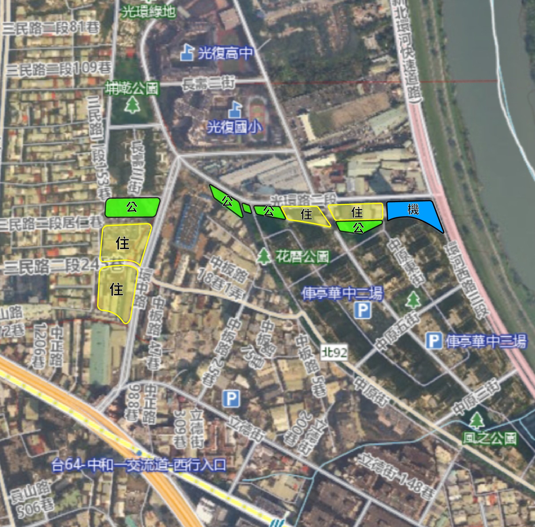 板橋埔墘4-7區範圍示意圖。新北市地政局提供