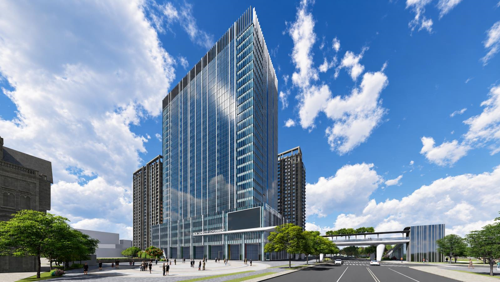 三蘆都心以三重市政大樓為核心，整合溪北建構新北科技治理中樞(圖為模擬示意圖)