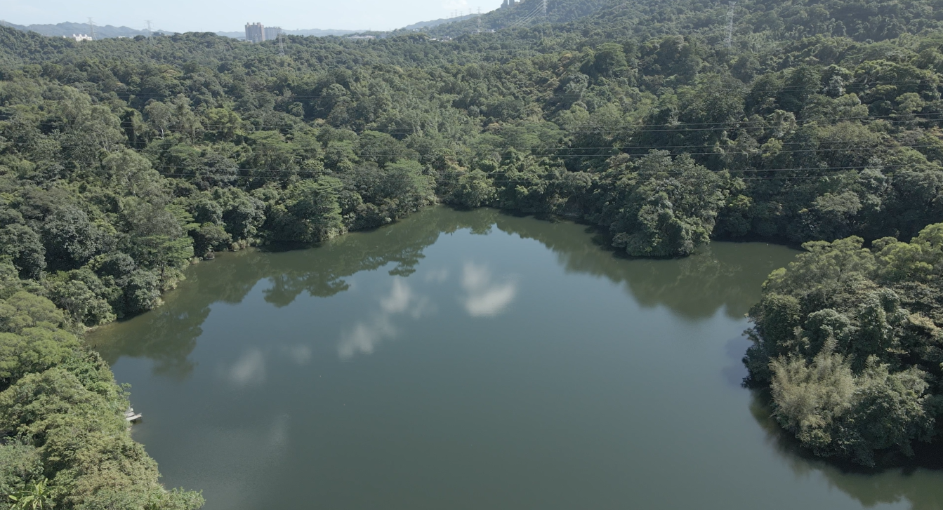 白匏湖生態園區規劃範圍約9.9公頃，預計118年3月完成。圖為空拍照。