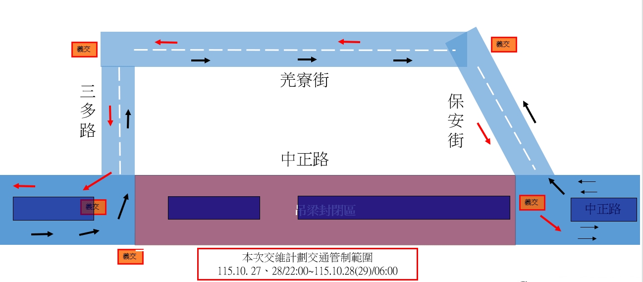 中正路交維改道圖