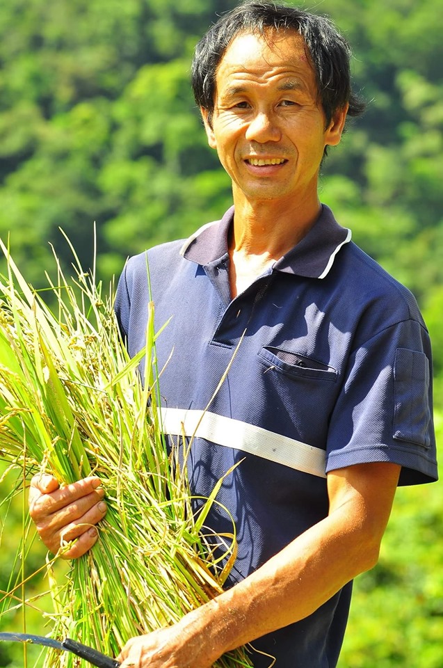 阿先農友與收割的水稻