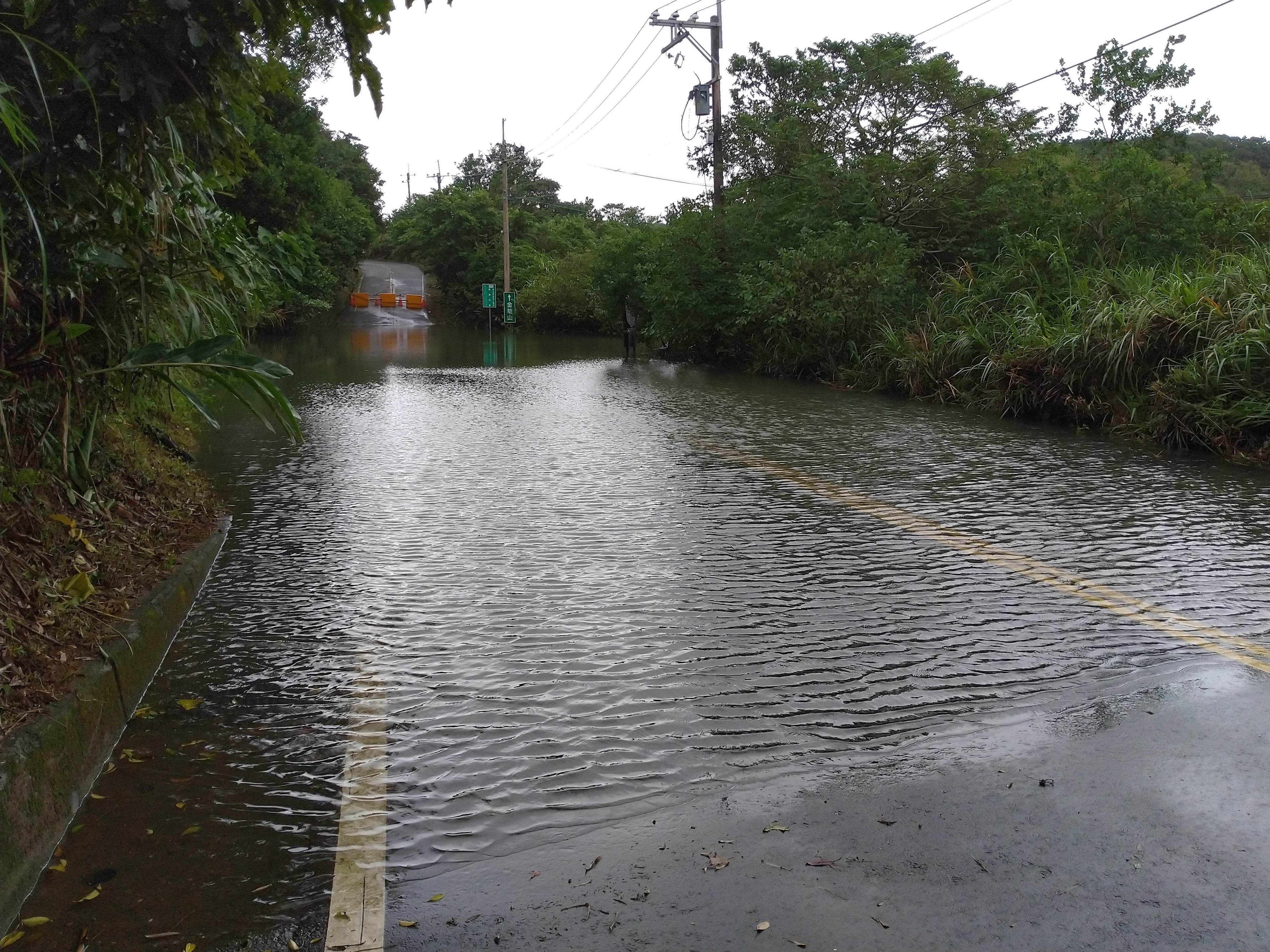 米塔颱風外圍環流影響，造成路面大面積積淹水