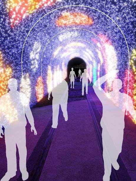 圖片說明2-淡水老街廣場燈飾模擬示意圖-炫彩光廊